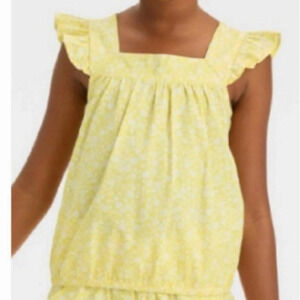 🐱2 / $15 NWOT Cat & Jack Girls' Sleeveless Floral Yellow Top Ruffle Sleeve (L)
